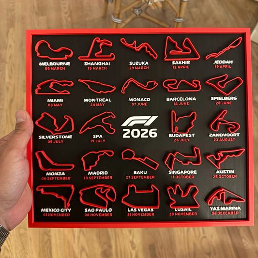 3D nyomtatott Formula-1 versenynaptár 2026