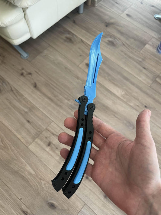 3D Printed Butterfly Knife Blue Gem: CS2 Replica Trainer